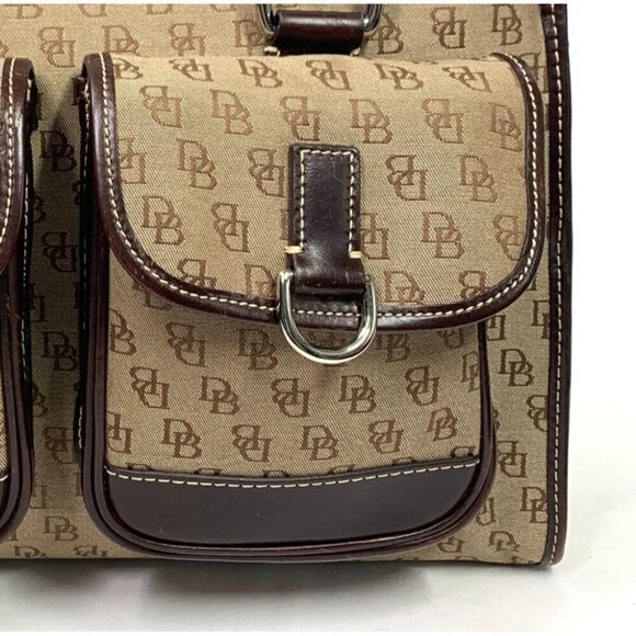 Dooney & Bourke Anniversary Double Pocket Satchel Khaki Canvas Burnt Cedar Y2K - Picture 6 of 16